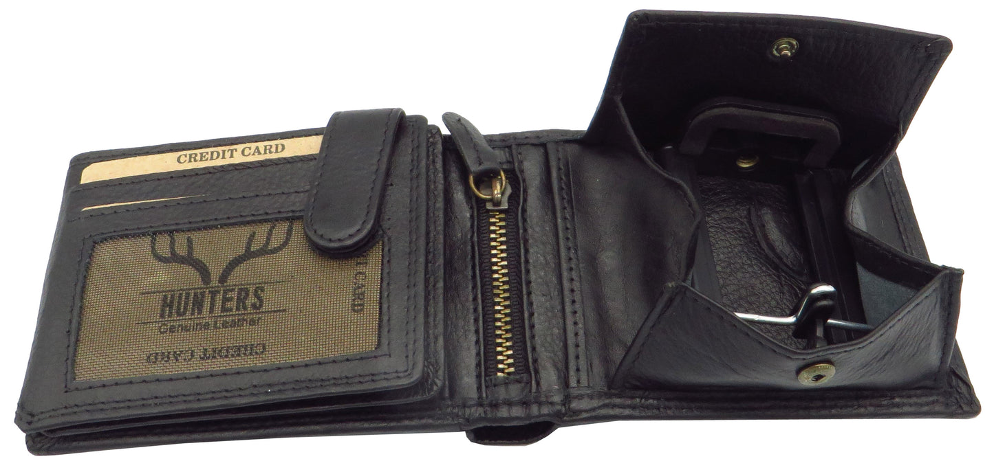 Geldbörse für Herren schwarz Rindsleder Querformat mit RFID Diebstahlschutz BP-1610-1-ITL-VT
