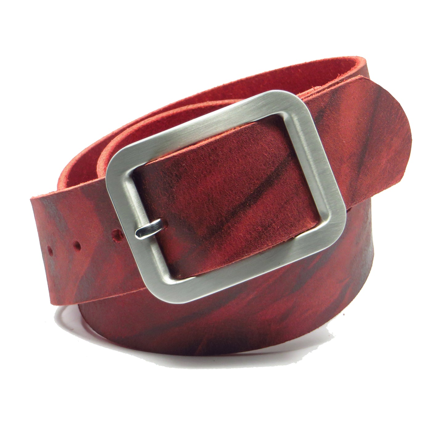 Ledergürtel 4 cm breit rot Büffelleder