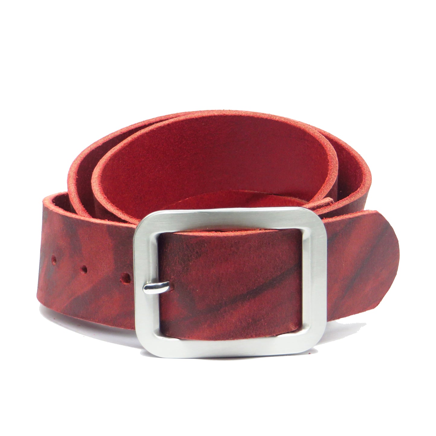 Ledergürtel 4 cm breit rot Büffelleder