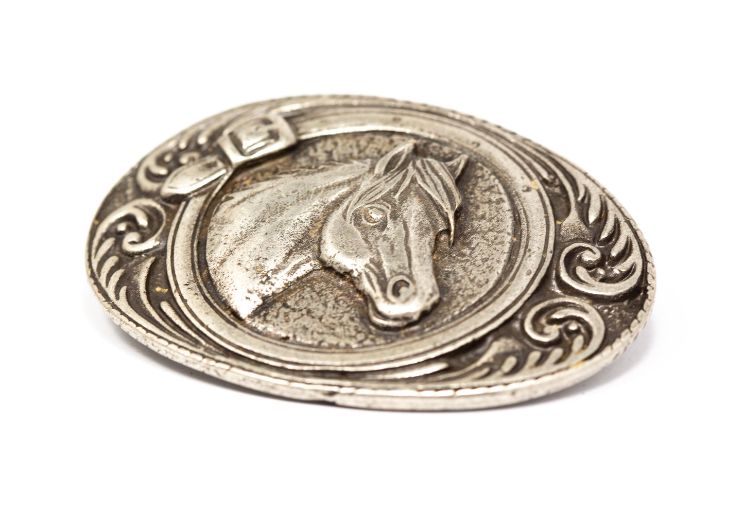 Gürtelschließe Gürtelschnalle Schnalle Buckle Pferd grau Silber für 4 cm breiten Gürtel