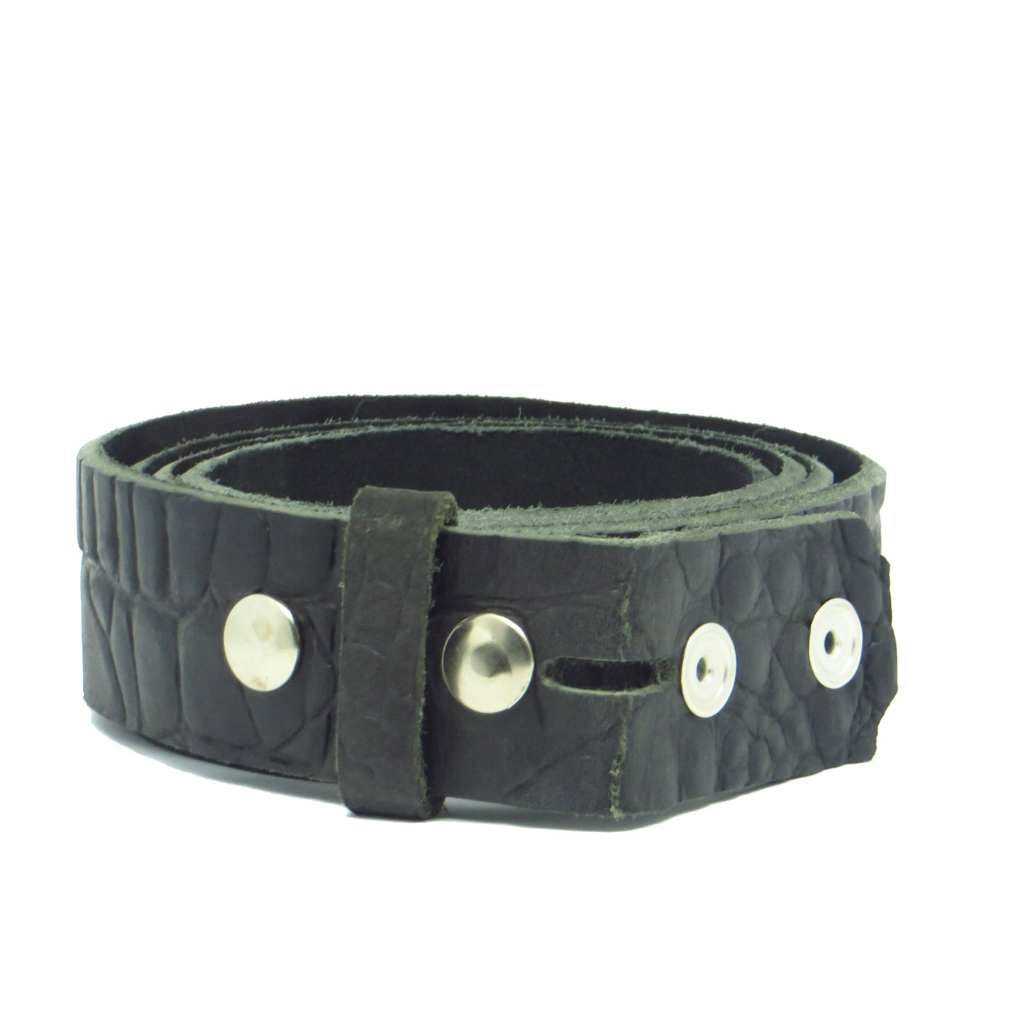 Wechselgürtel mit Druckknöpfe 4 cm breit schwarz Büffelleder