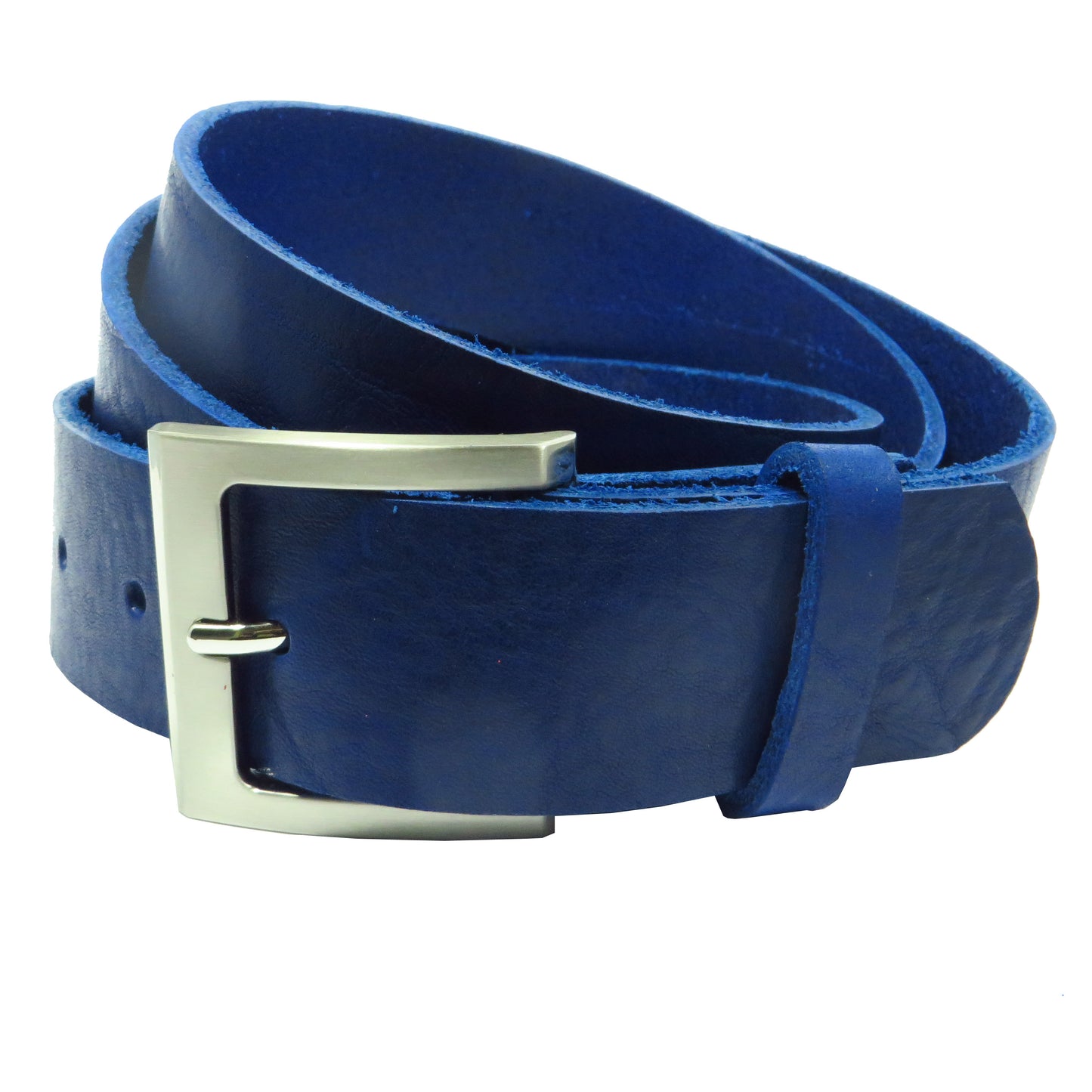 Ledergürtel 4 cm breit blau Rindsleder