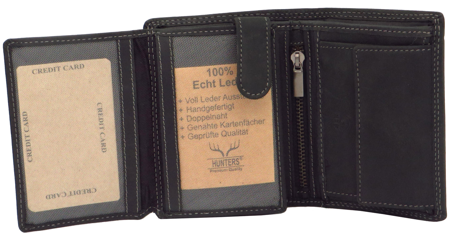 Geldbörse für Herren schwarz Büffelleder Hochformat mit RFID Diebstahlschutz NC-104-C-GHU-PLN