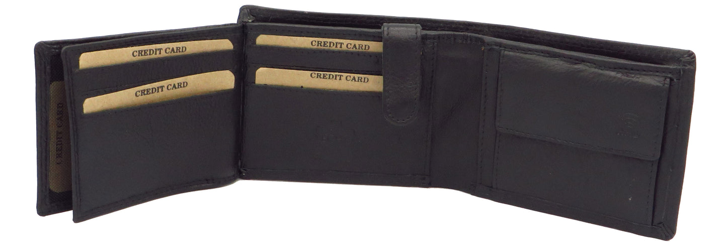 Geldbörse für Herren schwarz Rindsleder Querformat mit RFID Diebstahlschutz 2Z-1640-1-ITL-VT