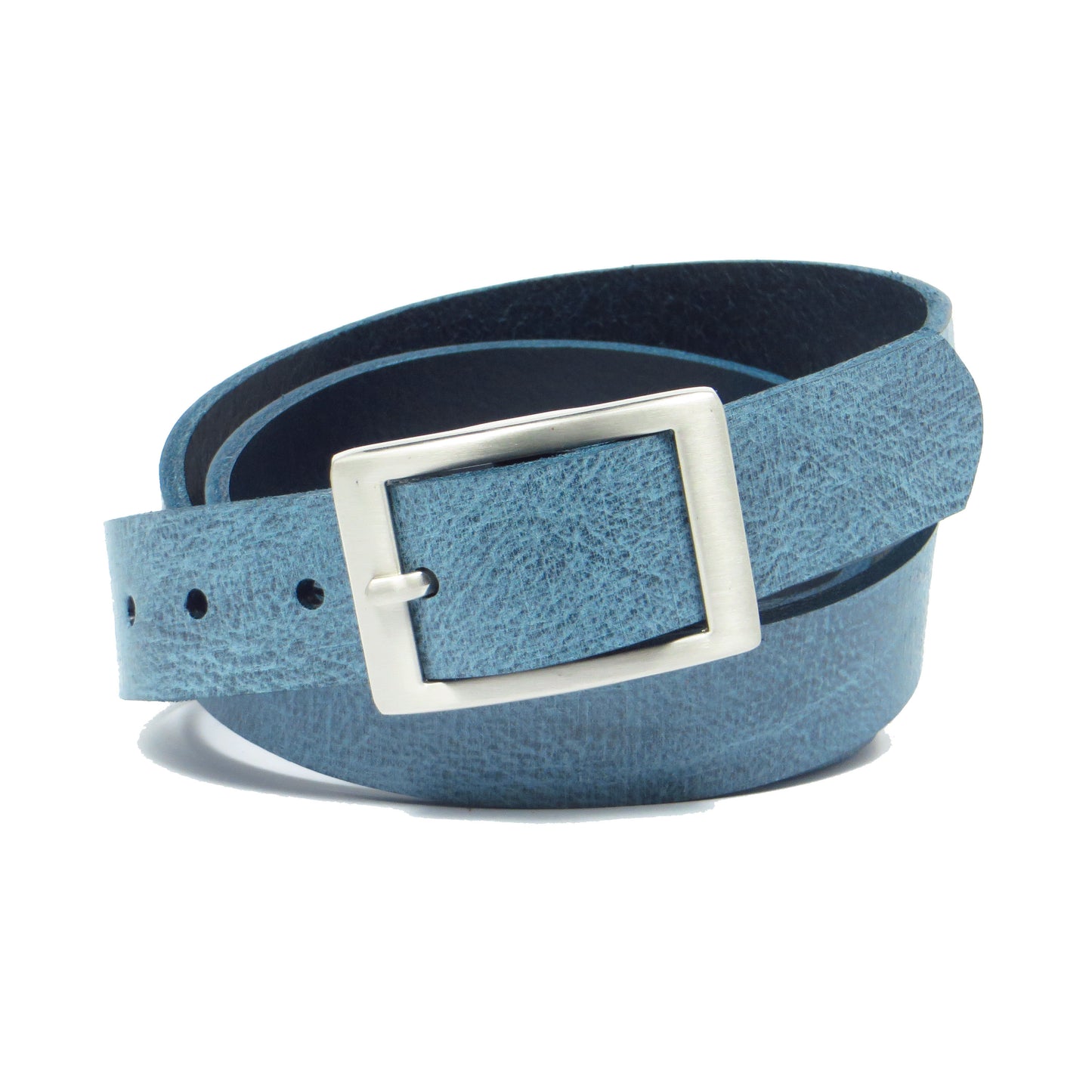Ledergürtel 3 cm breit Jeans blau Rindsleder