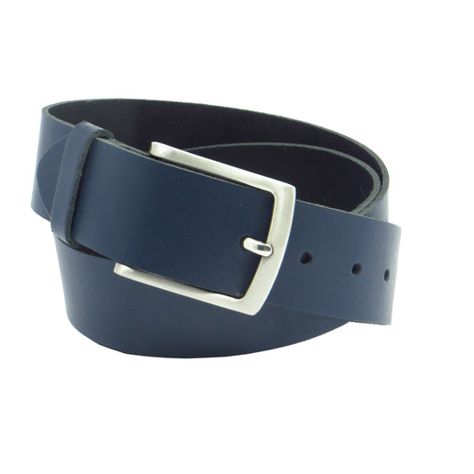 Blauer Rindsleder 4 cm breiter Ledergürtel für Damen Herren ca. 3 – 4 mm dickem Leder. Anzughose Jeans Rock Kleid Arbeitsgürtel Arbeitshose Damengürtel Herrengürtel in verschiedene Längen breiten und Farben erhältlich. Ledergürtel 2 cm breit 3 cm breite Ledergürtel 4 cm breite Gürtel und 5 cm breite Gürtel aus Rindsleder Büffelleder