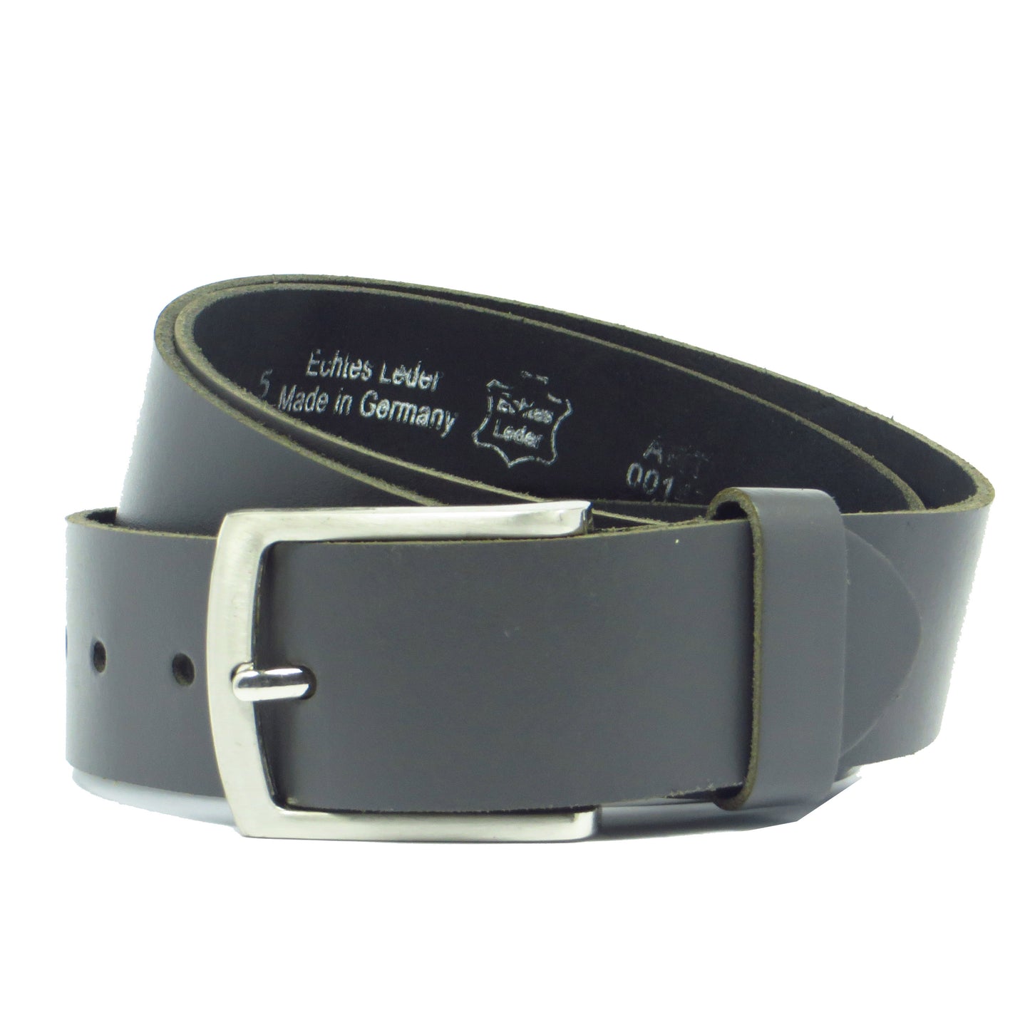 Ledergürtel 4 cm breit grau aus feinem Rindsleder