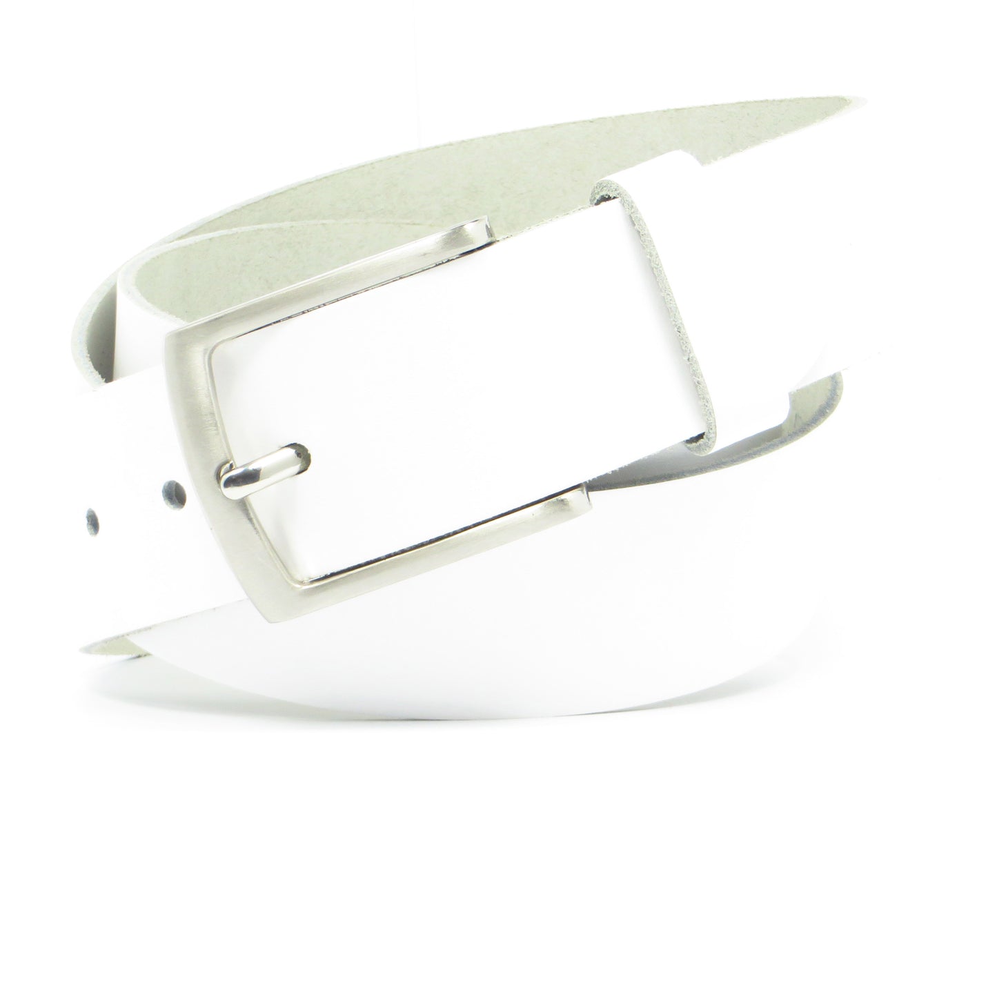 Ledergürtel 4 cm breit weiß aus feinem Rindsleder