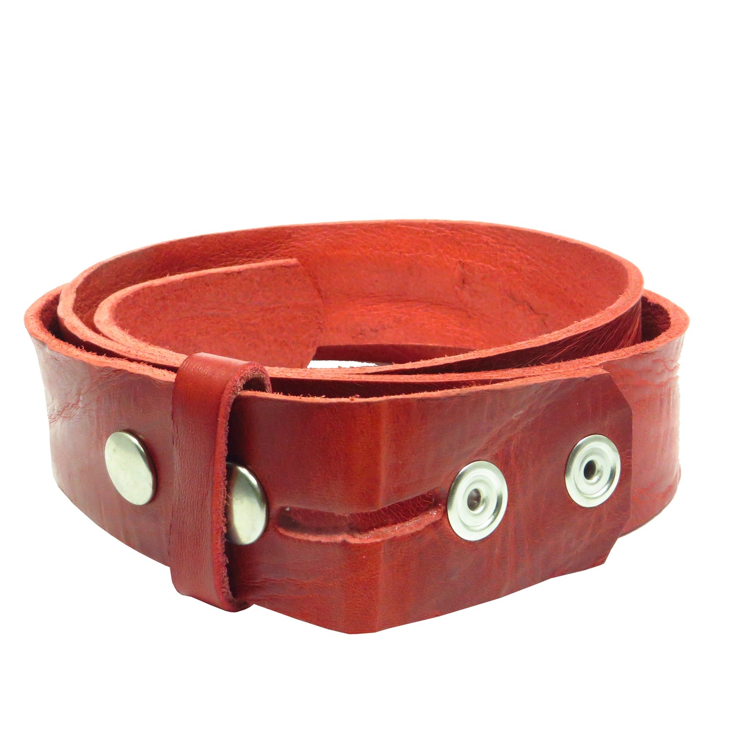 Wechselgürtel mit Druckknöpfe 4 cm breit rot Rindsleder