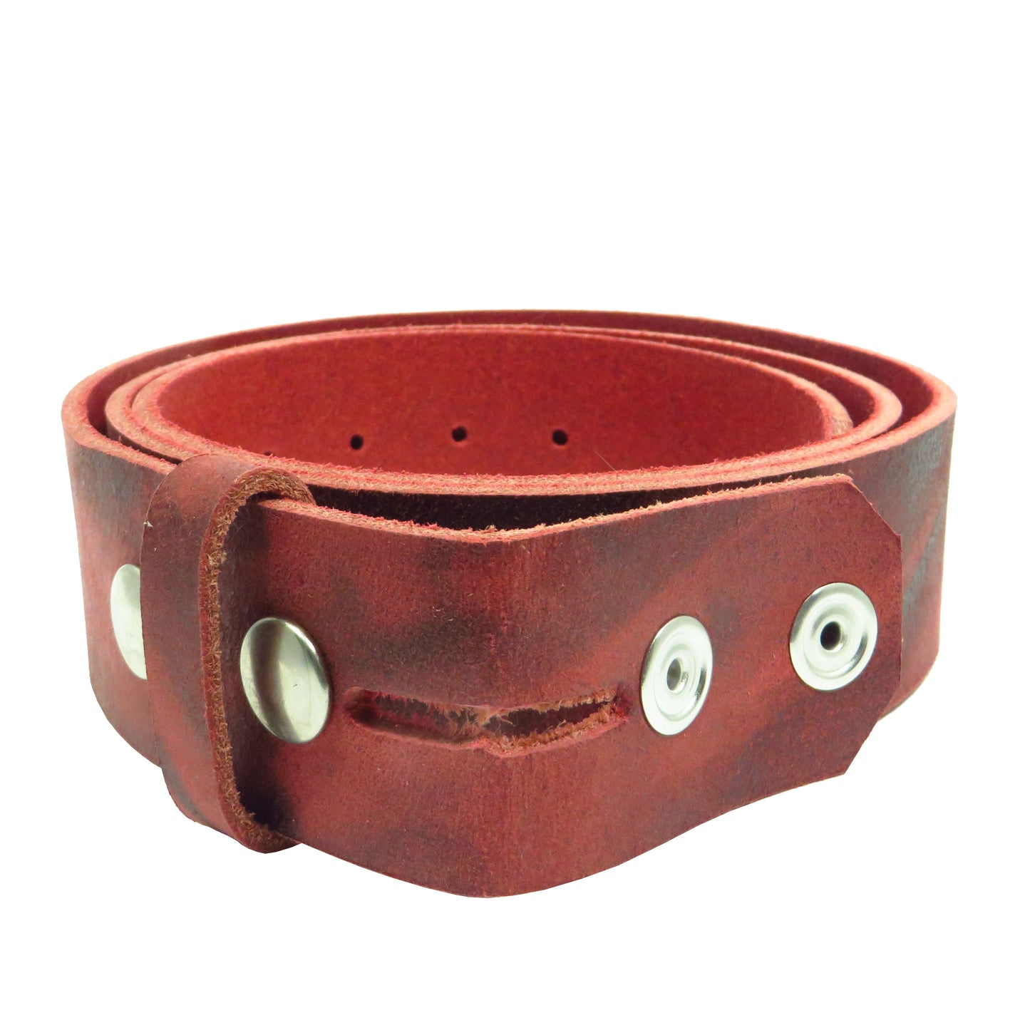 Wechselgürtel mit Druckknöpfe 4 cm breit rot Büffelleder
