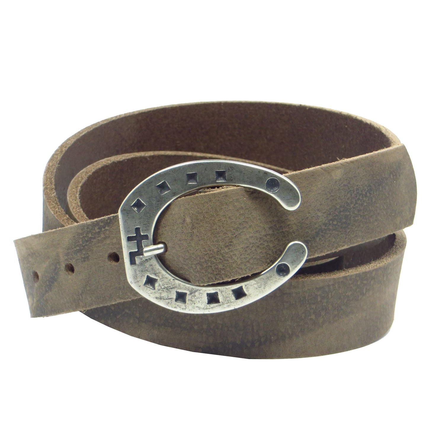 Ledergürtel 3 cm breit dunkelbraun Büffelleder mit Hufeisenschnalle