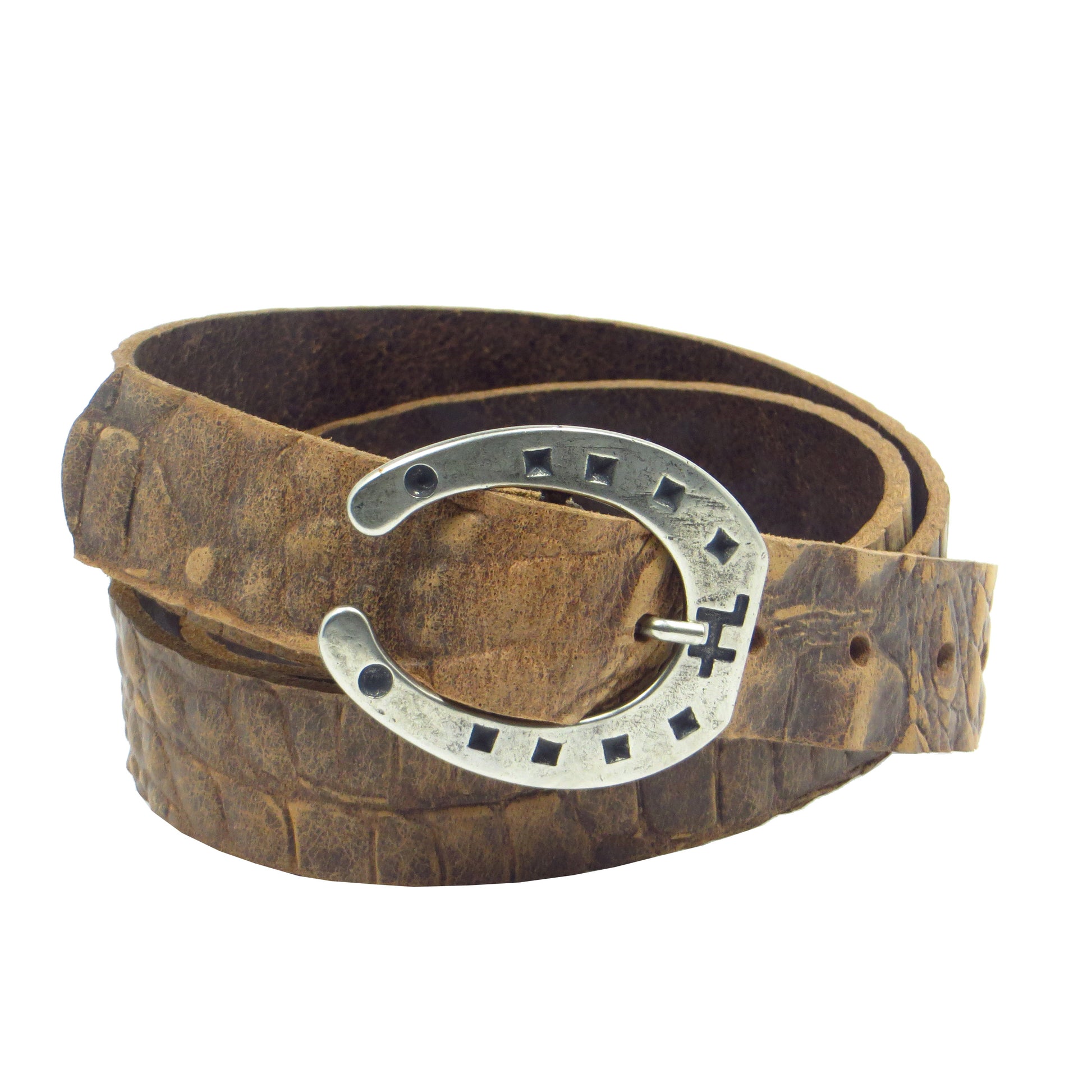 Brauner Büffelleder mit Kroko-Prägung mit Hufeisenschnalle 3 cm breiter Ledergürtel für Damen Herren ca. 3 – 4 mm dickem Leder. Anzughose Jeans Rock Kleid Arbeitsgürtel Arbeitshose Damengürtel Herrengürtel in verschiedene Längen breiten und Farben erhältlich. Ledergürtel 2 cm breit 3 cm breite Ledergürtel 4 cm breite Gürtel und 5 cm breite Gürtel aus Rindsleder Büffelleder