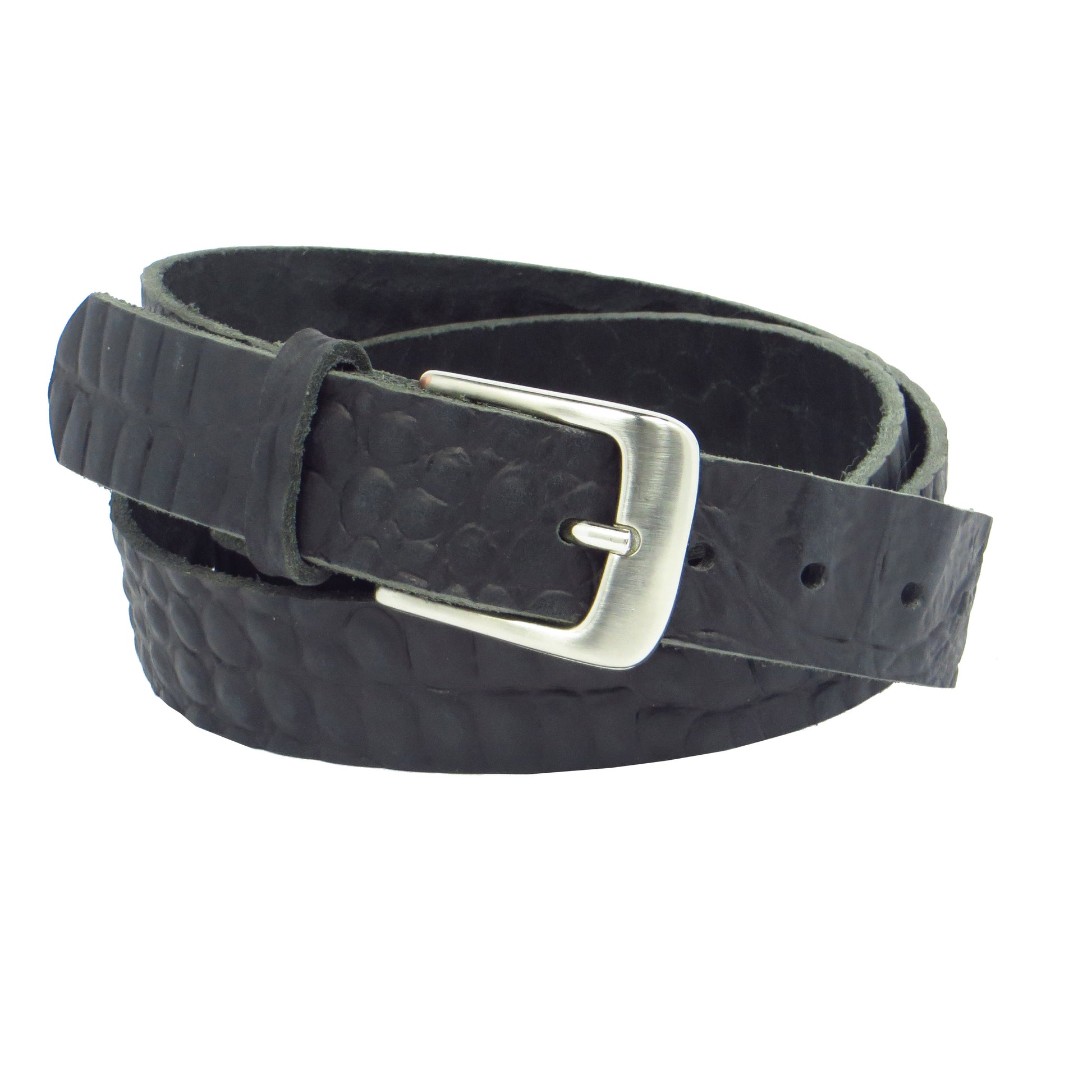 Schwarzer Büffelleder mit Kroko-Prägung 3 cm breiter Ledergürtel für Damen Herren ca. 3 – 4 mm dickem Leder. Anzughose Jeans Rock Kleid Arbeitsgürtel Arbeitshose Damengürtel Herrengürtel in verschiedene Längen breiten und Farben erhältlich. Ledergürtel 2 cm breit 3 cm breite Ledergürtel 4 cm breite Gürtel und 5 cm breite Gürtel aus Rindsleder Büffelleder