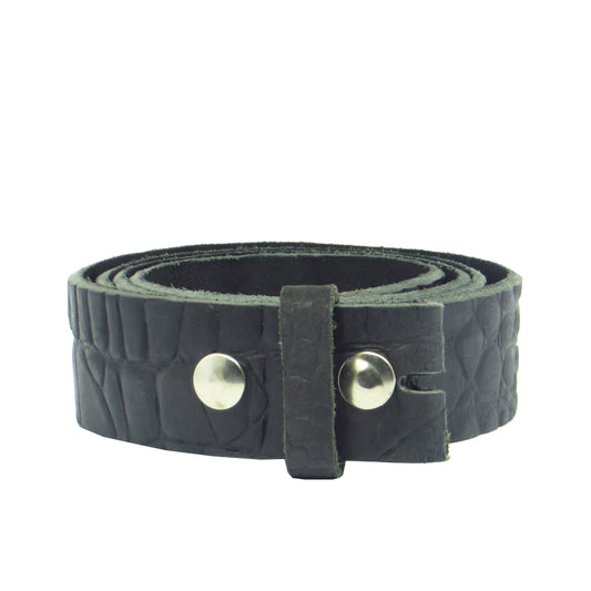 Wechselgürtel mit Druckknöpfe 4 cm breit schwarz mit Krokoprägung Büffelleder