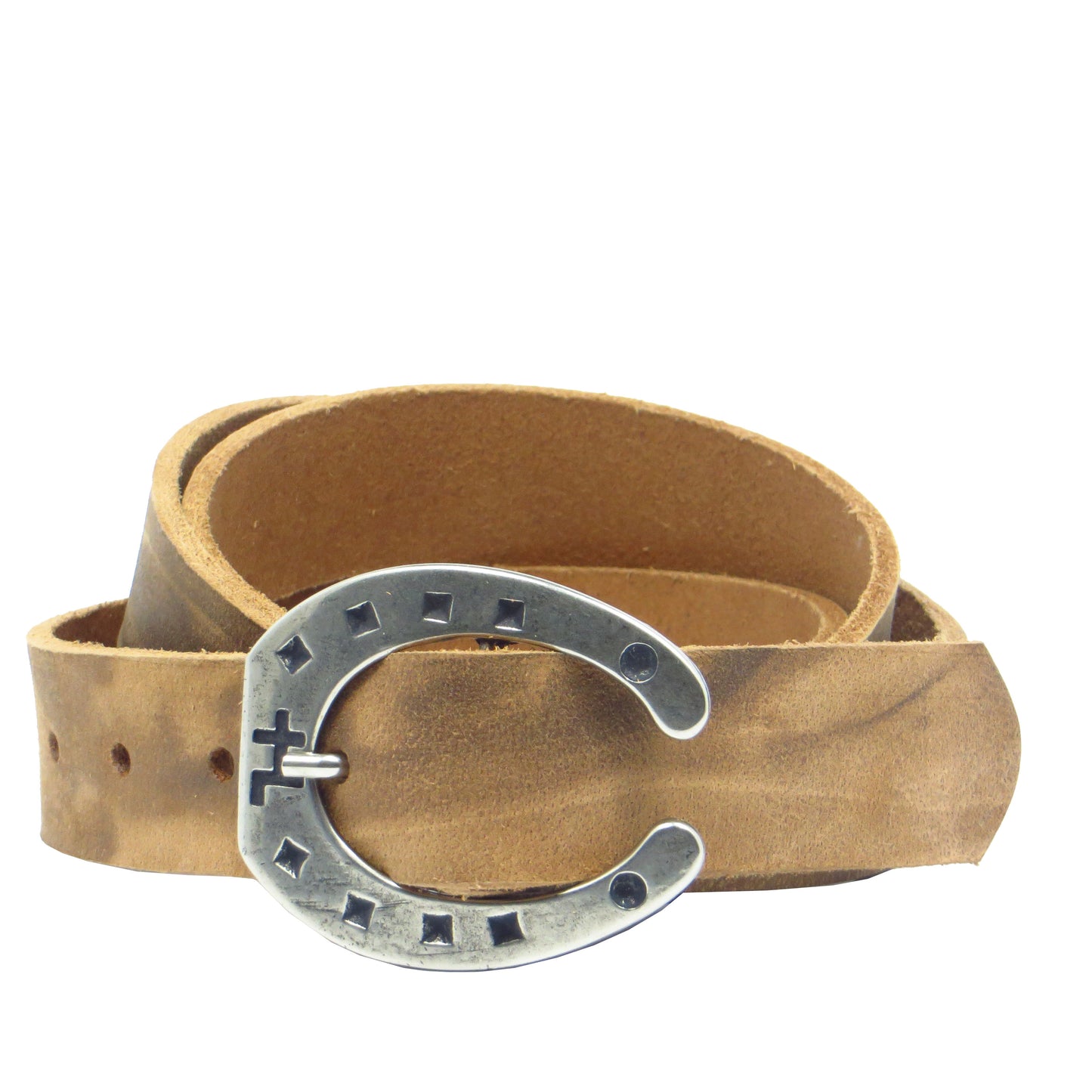 Ledergürtel 3 cm breit natur Büffelleder mit Hufeisenschnalle