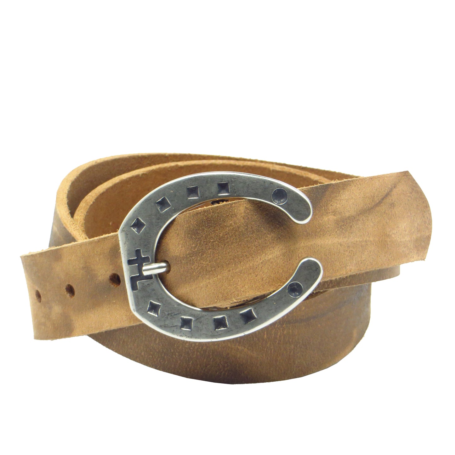 Ledergürtel 3 cm breit natur Büffelleder mit Hufeisenschnalle