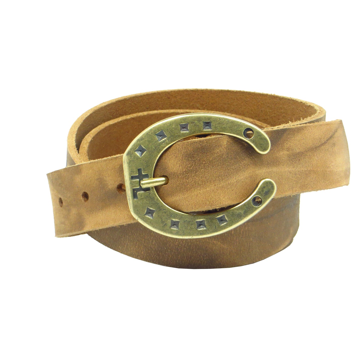 Ledergürtel 3 cm breit natur Büffelleder mit Hufeisenschnalle