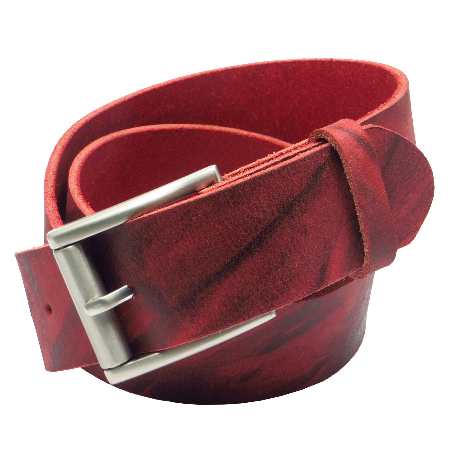 Ledergürtel 4 cm breit rot Büffelleder