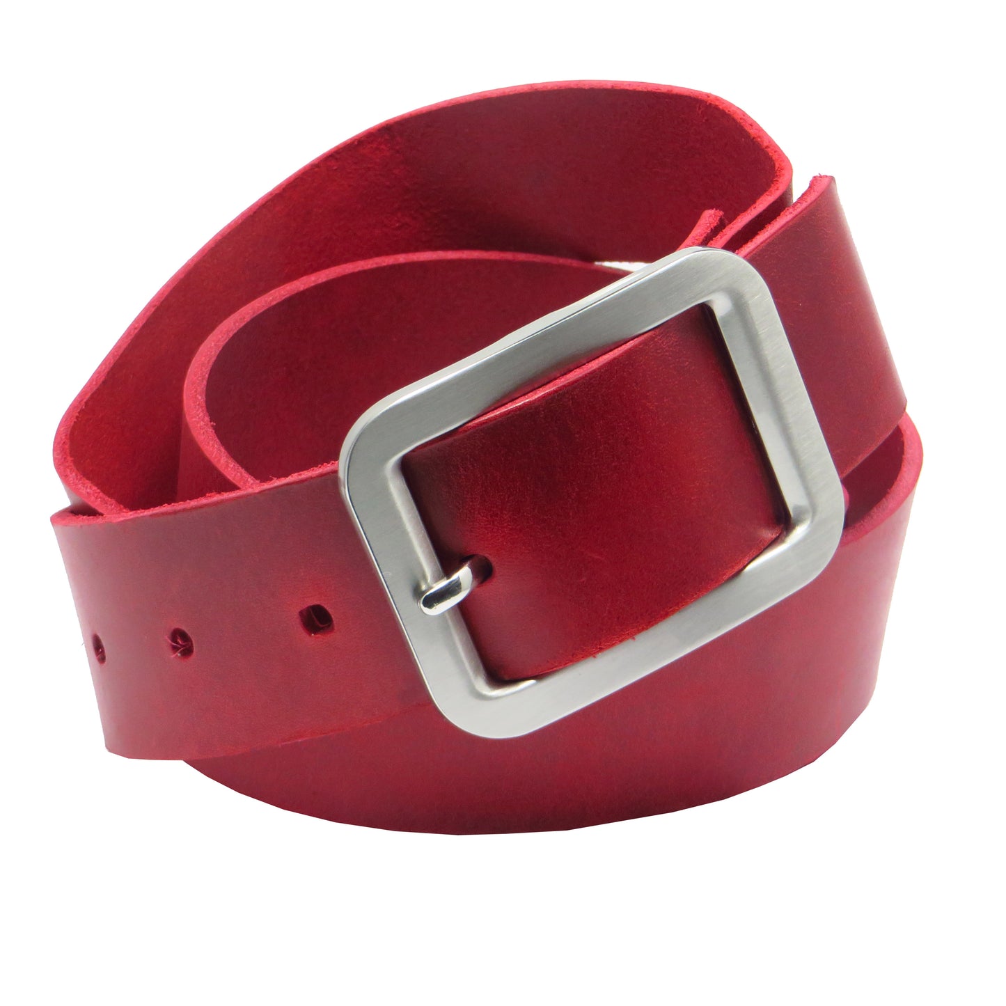 Ledergürtel 4 cm breit rot Rindsleder