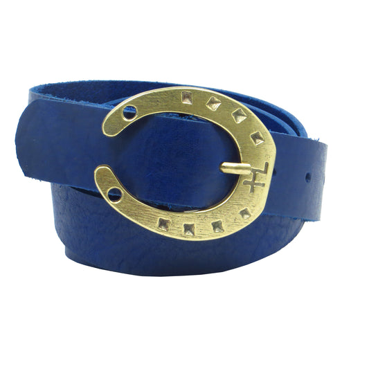 Blauer Rindsleder mit Hufeisenschnalle 4 cm breiter Ledergürtel für Damen Herren ca. 3 – 4 mm dickem Leder. Anzughose Jeans Rock Kleid Arbeitsgürtel Arbeitshose Damengürtel Herrengürtel in verschiedene Längen breiten und Farben erhältlich. Ledergürtel 2 cm breit 3 cm breite Ledergürtel 4 cm breite Gürtel und 5 cm breite Gürtel aus Rindsleder Büffelleder