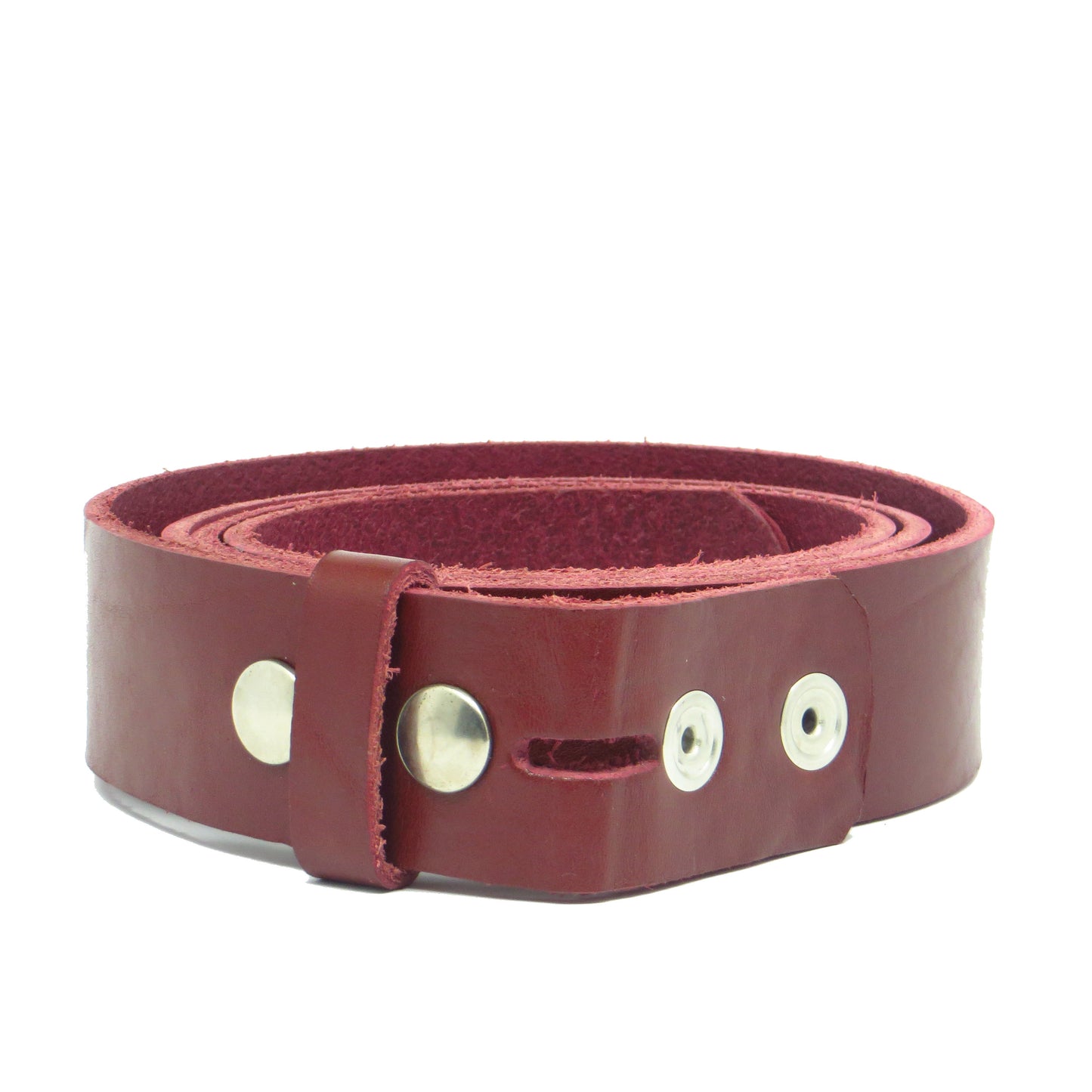 Wechselgürtel mit Druckknöpfe 4 cm breit bordeaux rot Rindsleder