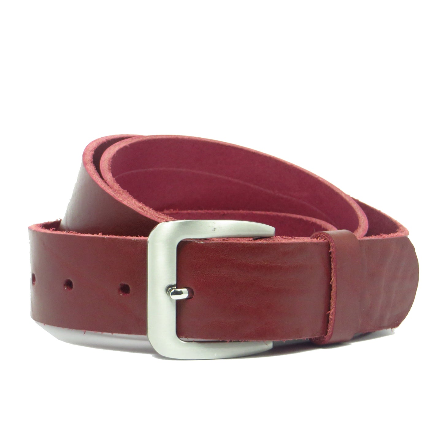 Ledergürtel 4 cm breit bordeaux rot Rindsleder