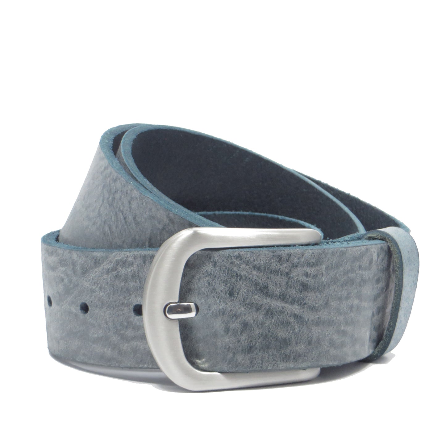 Ledergürtel 4 cm breit Jeans blau Rindsleder