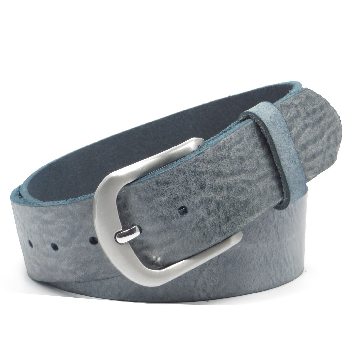 Ledergürtel 4 cm breit Jeans blau Rindsleder