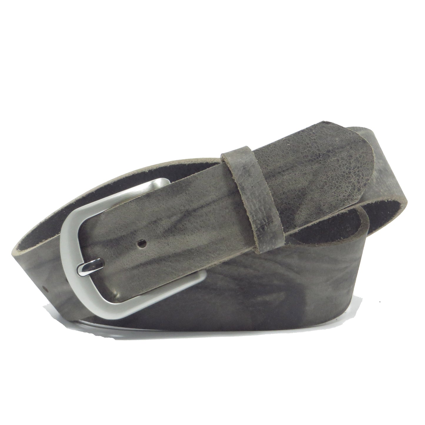 Ledergürtel 4 cm breit grau Büffelleder