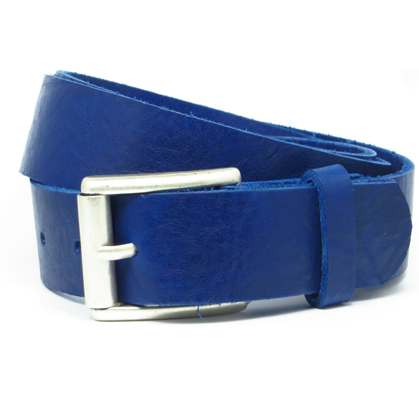 Ledergürtel 4 cm breit blau Rindsleder
