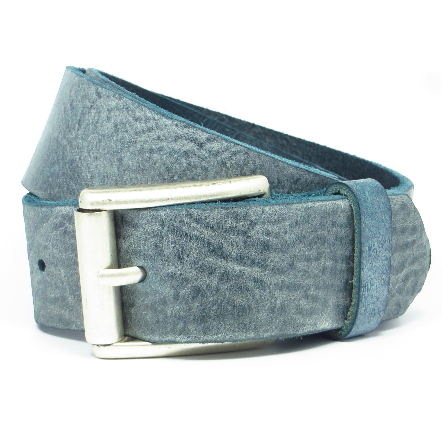 Ledergürtel 4 cm breit Jeans-blau Rindsleder