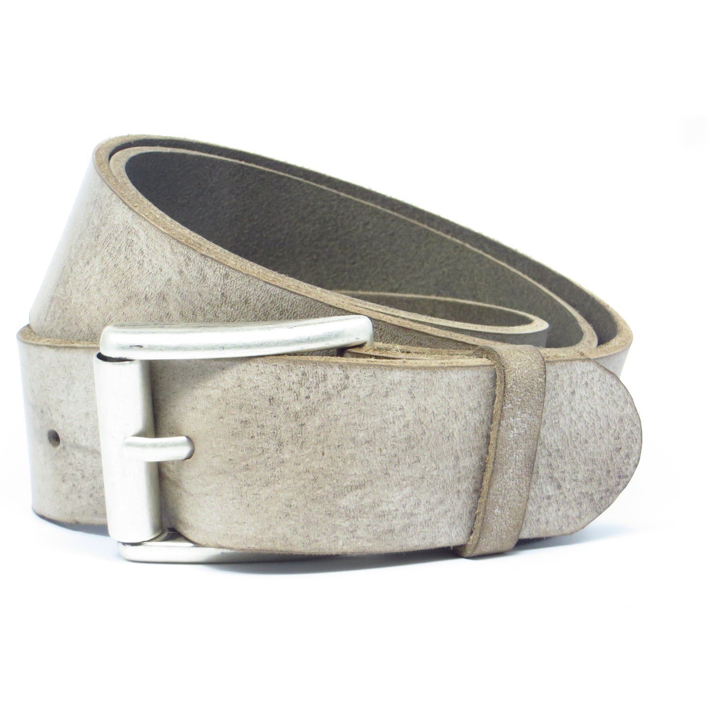 Ledergürtel 4 cm breit schlamm grau braun Rindsleder
