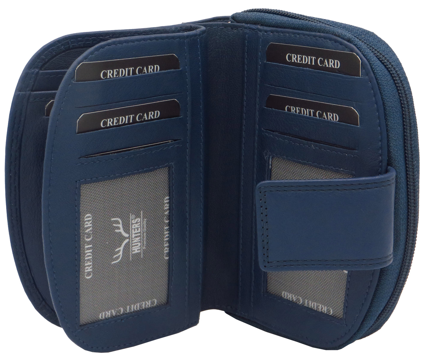 Geldbörse Portemonnaie für Damen blau Rindsleder mit RFID Schutz LW009