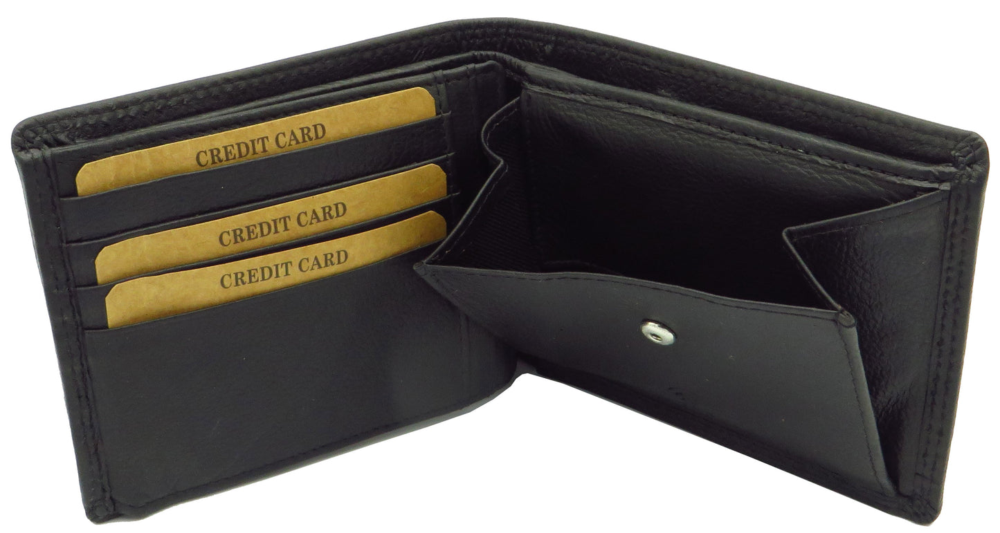 Geldbörse für Herren schwarz Rindsleder Querformat mit RFID Diebstahlschutz MW-175-SNDM