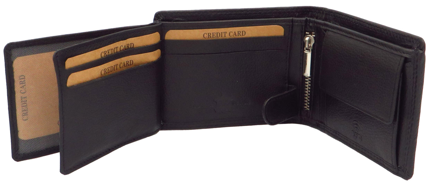 Geldbörse für Herren schwarz Rindsleder Querformat mit RFID Diebstahlschutz MW-240-SNDM