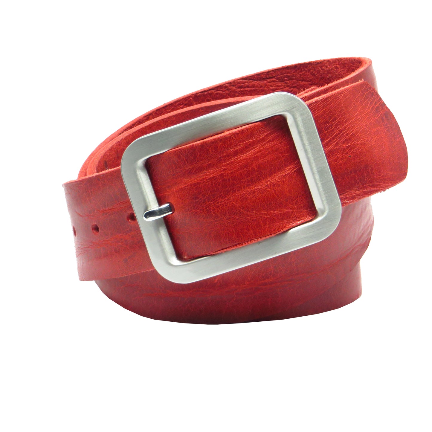 Ledergürtel 4 cm breit rot Rindsleder