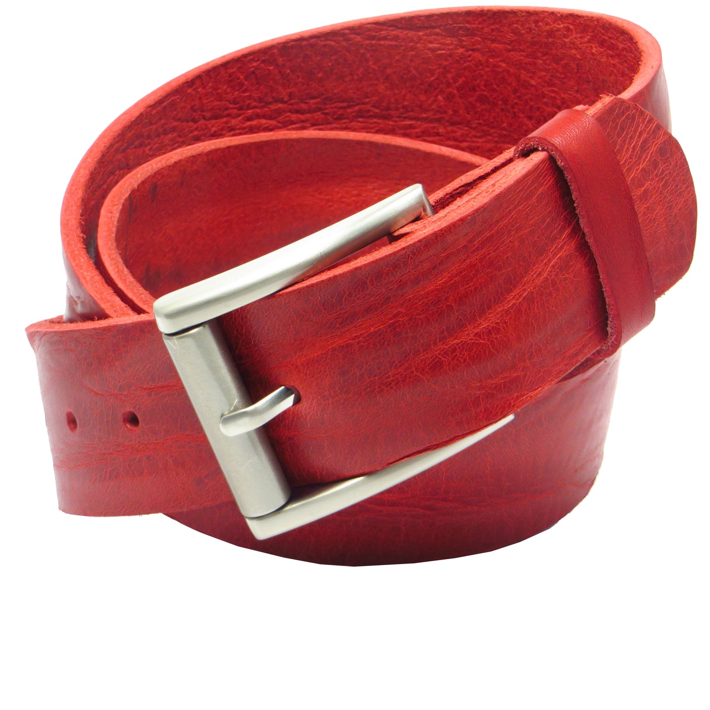 Ledergürtel 4 cm breit rot Rindsleder