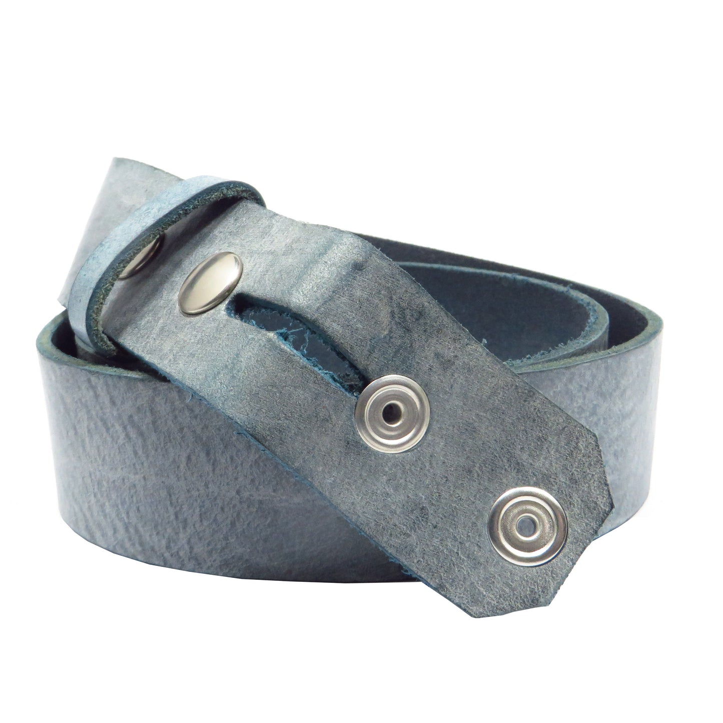 Wechselgürtel mit Druckknöpfe 4 cm breit Jeans blau Rindsleder