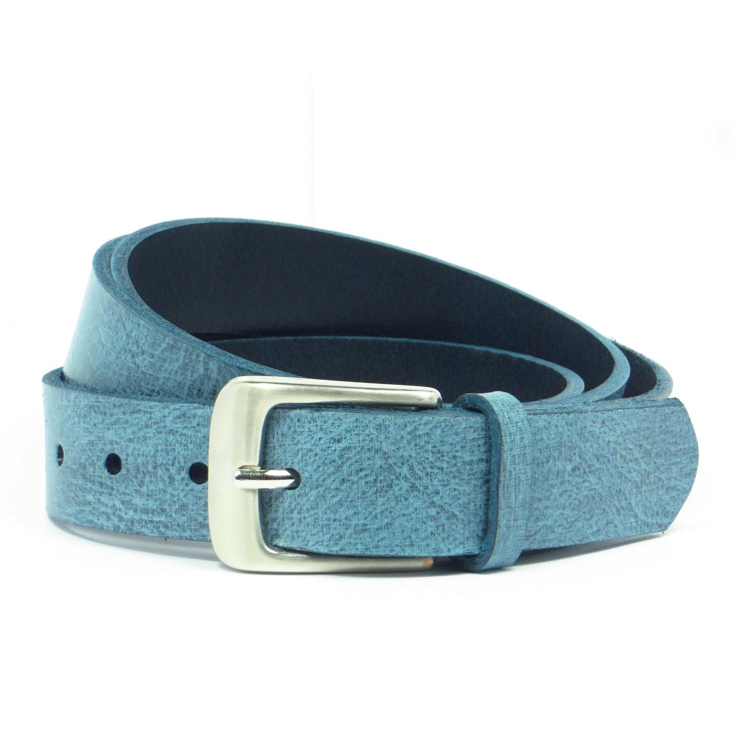 Ledergürtel 3 cm breit Jeans blau Rindsleder