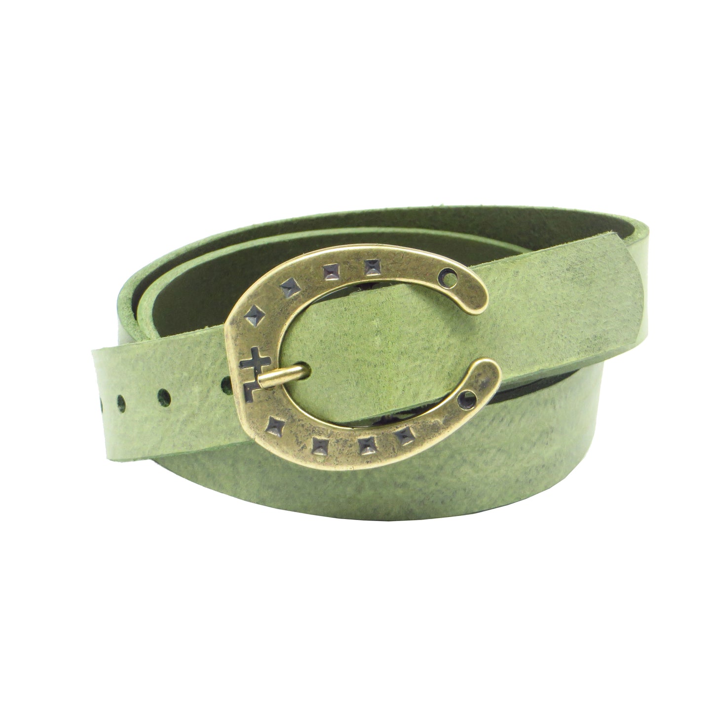 Ledergürtel 3 cm breit mint grün Rindsleder mit Hufeisenschnalle
