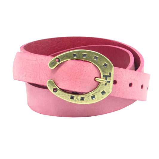 Pinker Rindsleder mit Hufeisenschnalle 3 cm breiter Ledergürtel für Damen Herren ca. 3 – 4 mm dickem Leder. Anzughose Jeans Rock Kleid Arbeitsgürtel Arbeitshose Damengürtel Herrengürtel in verschiedene Längen breiten und Farben erhältlich. Ledergürtel 2 cm breit 3 cm breite Ledergürtel 4 cm breite Gürtel und 5 cm breite Gürtel aus Rindsleder Büffelleder