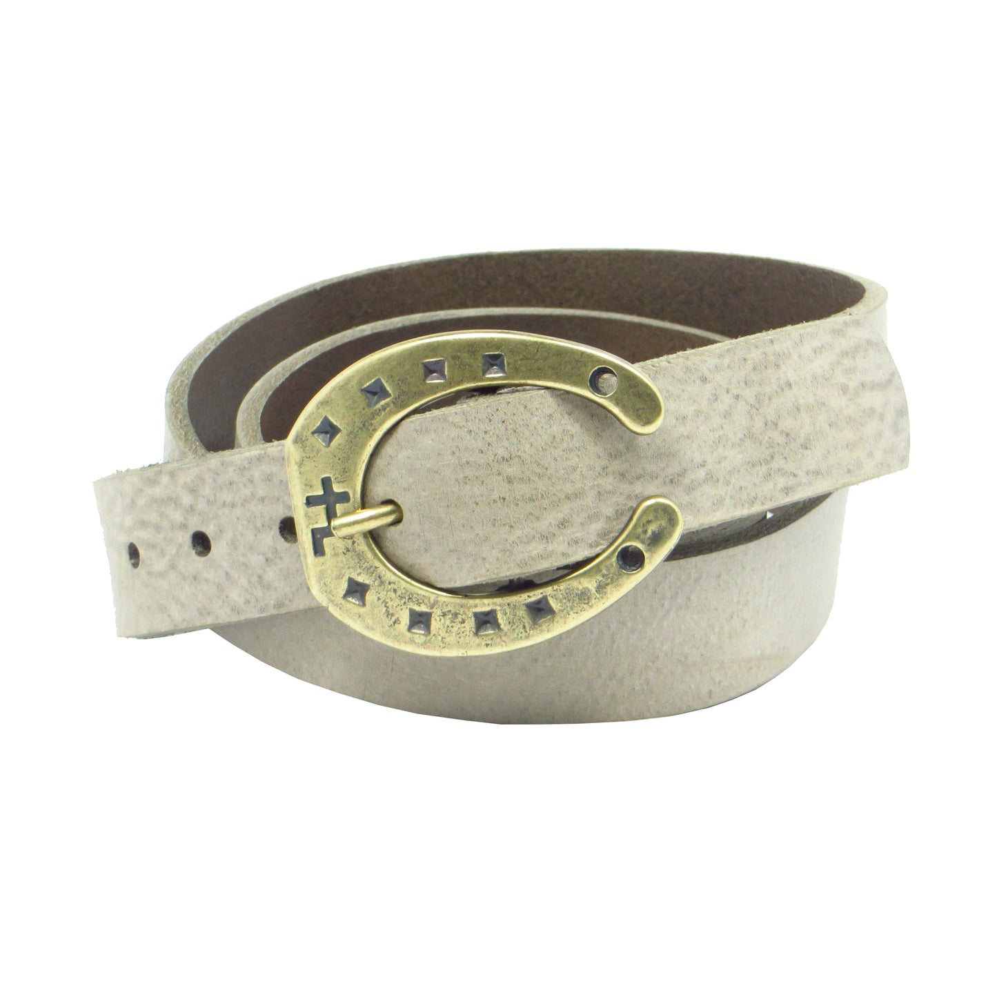 Ledergürtel 3 cm breit schlamm grau braun Rindsleder mit Hufeisenschnalle