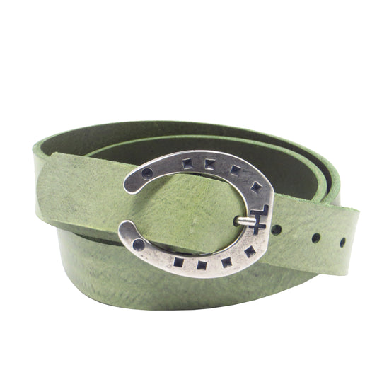 Mint-grüner Rindsleder 3 cm breiter Ledergürtel mit Hufeisenschnallefür Damen Herren ca. 3 – 4 mm dickem Leder. Anzughose Jeans Rock Kleid Arbeitsgürtel Arbeitshose Damengürtel Herrengürtel in verschiedene Längen breiten und Farben erhältlich. Ledergürtel 2 cm breit 3 cm breite Ledergürtel 4 cm breite Gürtel und 5 cm breite Gürtel aus Rindsleder Büffelleder