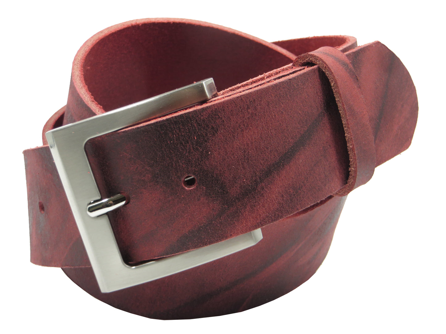 Ledergürtel 4 cm breit rot Büffelleder