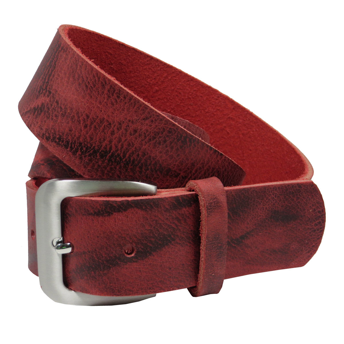 Ledergürtel 4 cm breit rot Büffelleder
