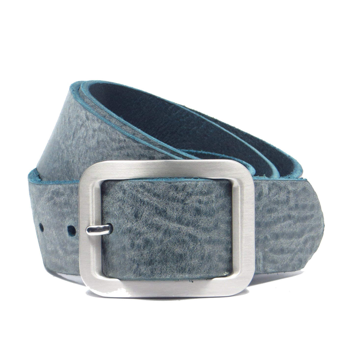 Ledergürtel 4 cm breit Jeans-blau Rindsleder