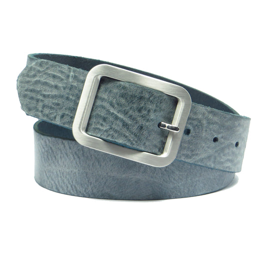 Ledergürtel 4 cm breit Jeans-blau Rindsleder